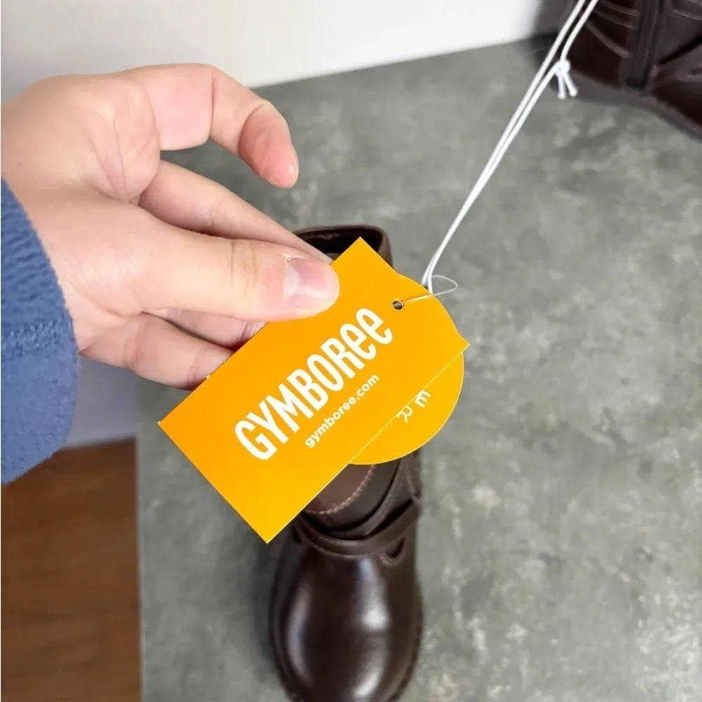 Gymboree brown tall faux leather boots fall zipper size 6 toddler baby new